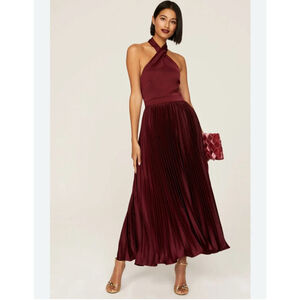 Elle Zeitoune NWOT Jayee Pleated Halter Maxi Dress